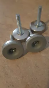 Set Of 4 Chrome & Rubber Base Adjustable Feet Legs Office Furniture, Appliances - Picture 1 of 3