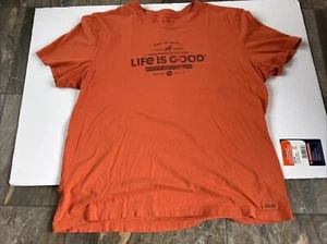Life is Good Mens Crusher Lite Faded GraphicBoston MA Tee Orange XL - Picture 1 of 5