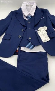YuanLu Boy's Formal Dresswear 5 Pc Suit Set w Vest/Tie Navy Blue - Size 6 - NWT - Picture 1 of 12