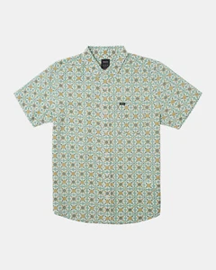 RVCA Men's S/S Button Shirt VACATIONIST - Green Haze - Medium - NWT - LAST ONE - Picture 1 of 3