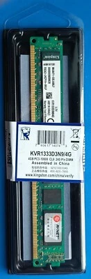 memorie RAM KINGSTON  1 x 4 GB  DDR3 1333 MHz   - DIMM PC3 DESKTOP - Immagine 1 di 4