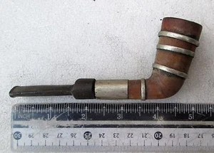Rustic Old Karen Hill Tribe Silver & Teak Smoking Pipe - Picture 1 of 6