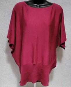 Du Jour Womens Sweater Shirt Top Blouse Size 1X Burgundy Silk NEW - Picture 1 of 12