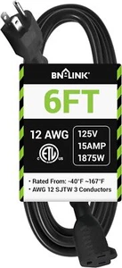 Cable de extensión BN-LINK 3/6 pies interior/exterior 16/3 SJTW, enchufe conectado a tierra de 3 clavijas, ETL - Imagen 1 de 10