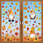 2 Pack  Large Fall Window Clings Sticker with Reusable Maple Leaves Pumpkin Stic