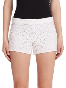Alice & Olivia White Eyelet Lace Shorts $275 NWT 8 - Picture 1 of 11