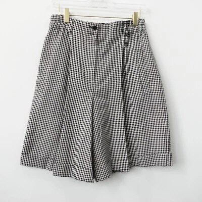 Pantalón Corto Vintage Pata de Gallo Lana Plisado Cintura Alta Mujer Pequeño Negro MONDI Años 90 Foto 1 de 4