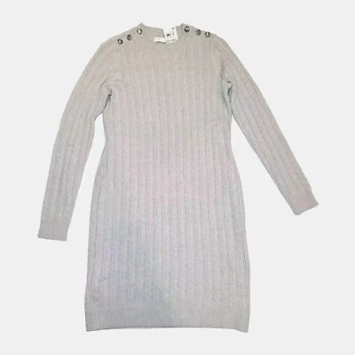 NWT Charter Club Sweater Dress Petite Medium Long Sleeve Cable Knit Gray  - Image 1 of 4