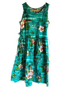 Hilo Hattie Hawaiian Girls Dress Sleeveless Knee Length Floral Green Size XL - Picture 1 of 8