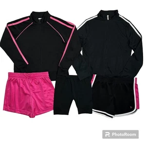 Girls Activewear Lot M 7 8 Jackets Pink Shorts Black Bike Shorts Danskin Now C9 - Picture 1 of 7