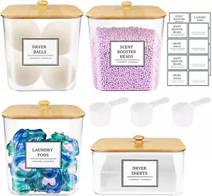 3+1 Pack Laundry Pods Container,Clear Laundry Room Organization Containers,Large - Picture 1 of 12