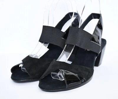 Sandalias MUNRO de cuero negras con cordones de tacón alto estilo 9605 para mujer talla 7,5 Foto 1 de 4