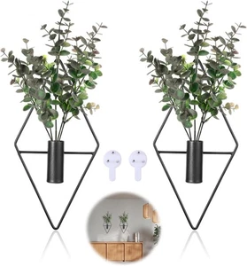2Pcs Hanging Planters with Artificial 1 x 1 x 2 inches, 2 Pcs Black - Picture 1 of 7
