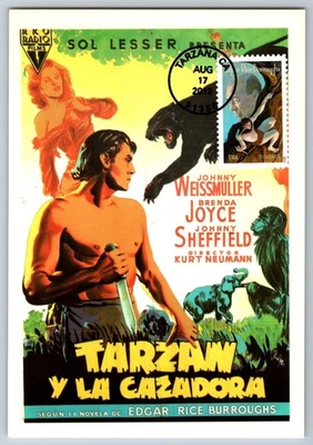 Maxi tarjeta #4702 Edgar Rice Burroughs Tarzán FDC con cancelación fotográfica Foto 1 de 2