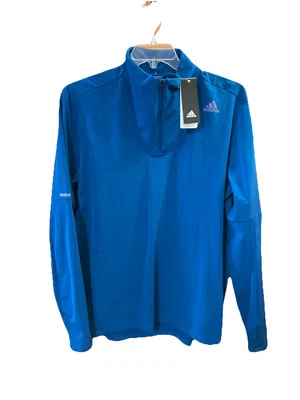 Adidas Mens 1/2 Zip Reflective Pullover Shirt Sz L New Running Sweatshirt Blue - Image 1 of 4