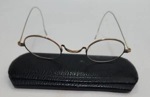 JEL & CO Antique Gold-Colored Wire Frame Oval Lens Eyeglasses w/ Case - Picture 1 of 12