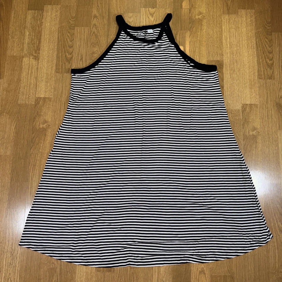 Old Navy Women’s Dress Sz 2X (XXL) Sleeveless Black White Striped Swing Halter - Image 1 of 4