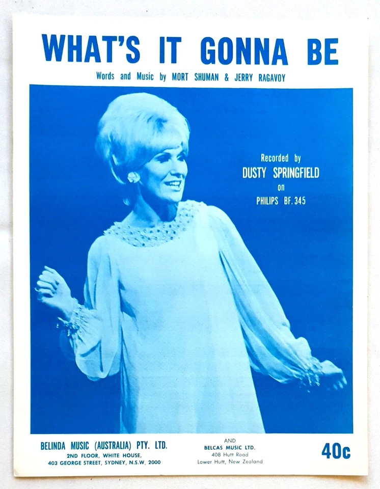 Dusty Springfield - What's It Gonna Be 1967 Original Australian Sheet Music-RARE - Image 1 of 1