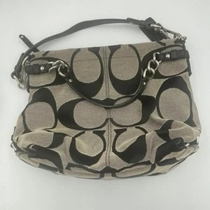 Bolso Hobo Bolso de Mano Coach Vintage Signature Brooke Lona Años 90 Y2K Logo Negro - Imagen 1 de 10
