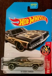 Hot Wheels 2016 '69 Dodge Charger Black Kmart KDay HW Flames (Lot of 1) *NEW* - Picture 1 of 2