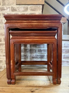 Antike asiatische massive Palisander Satztische 2er Set 18" hoch - Bild 1 von 10