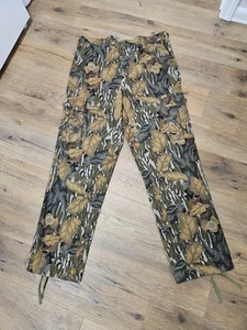 Vintage Mossy Oak Pants Camouflage Adjustable Cargo Fall Foliage USA Sz L 38x32 - Picture 1 of 6