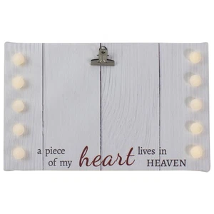 Northlight LED Lighted "My Heart Lives in Heaven" Canvas with Photo Clip 10.25" - Picture 1 of 5