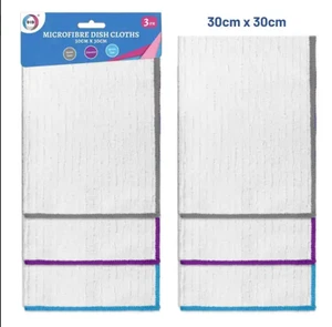 microfiber Dish Cloths 3 X Cleaning cloths 30 X 30 cm kitchen Duster white Cloth - Picture 1 of 4