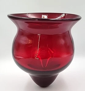 Vintage Blenko Glass Ruby Red #843 Tulip Vase Top/Candle Holder - TOP ONLY - Picture 1 of 20