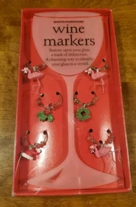 Set of 6 Wine Charm Markers, Christmas, New In Box - Picture 1 of 8