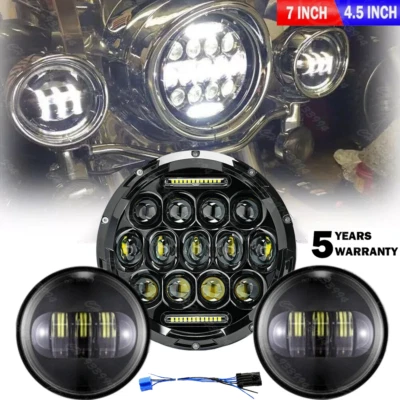 Faro LED DRL de 7 pulgadas + luces de paso para Harley Davidson Touring Road King Foto 1 de 4