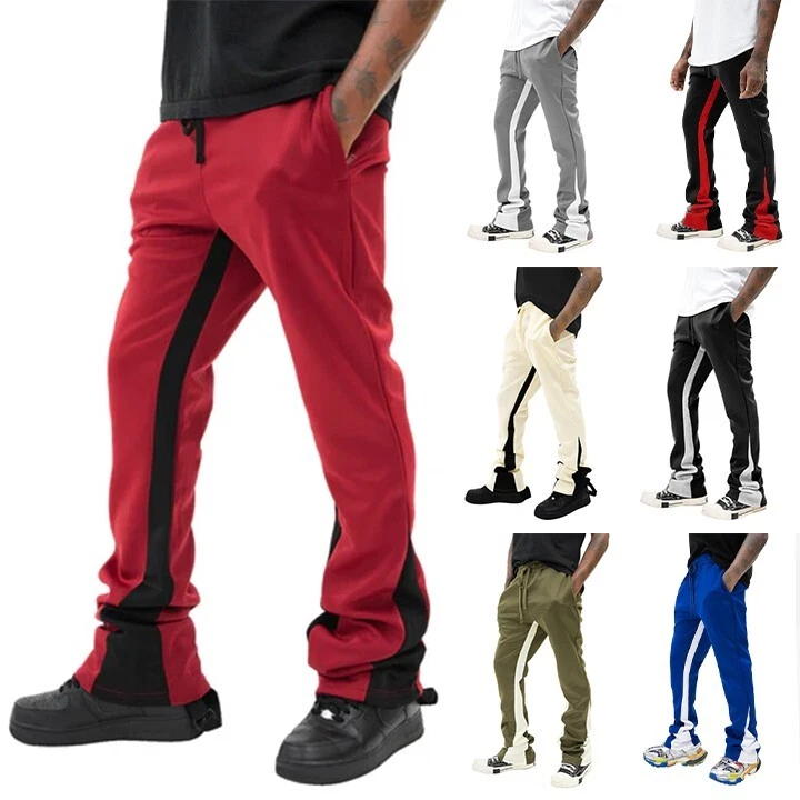 Pantalones deportivos Rebel Minds informales a rayas apilados acampanados diseño 100-411 para hombre Foto 1 de 1