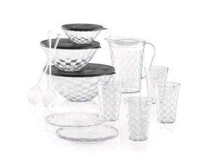 TUPPERWARE Nuevo JUEGO DE SERVIR PRISMAS DE HIELO Vasos, Platos, Jarra y Tazones para Servir - Imagen 1 de 3
