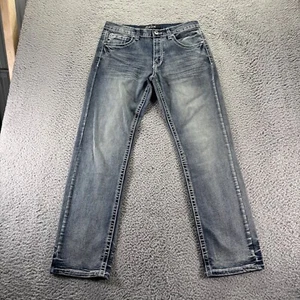 True Luck Jeans Mens 32x32 Blue Light Wash Cotton Blend Stertch Slim Relaxed Y2K - Picture 1 of 9