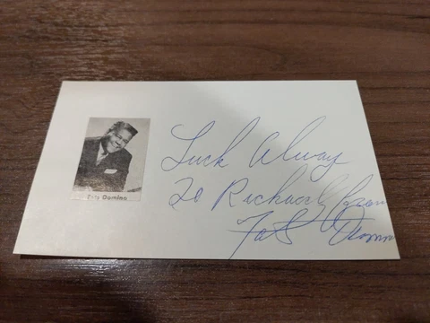Fats Domino Hand Signed Autograph Card Cover