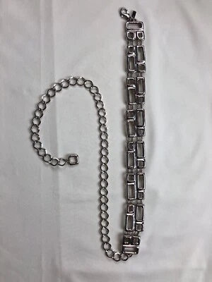 Cinturón ajustable 27-41" largo CHICOS tono plata brillante eslabón de cadena nuevo sin etiquetas firmado Foto 1 de 4