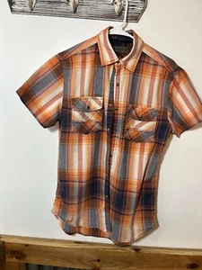 Decree Plaid Men’s Small Western Short Sleeve Cotton Snap Closure - Picture 1 of 7