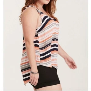 Torrid gestreiftes Georgette-Tanktop koralle schwarz weiß Tasche Damengröße Large L " - Bild 1 von 10