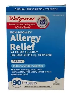 Walgreens Non-Drowsy Allergy Relief 24hr Loratadine 10mg/Antihistamine 90Tablets - Picture 1 of 1