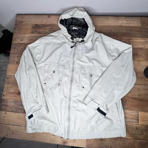 Eddie Bauer Mens XXL Outdoor Windbreaker - Rain Fishing Jacket with Hood Ivory - Picture 1 of 17