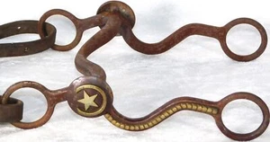 Vintage Texas Maker Western Cowboy Silver Horseshoe Star Ornate Horse Bit - Picture 1 of 11
