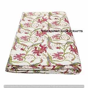 Indien Queen Blumen Druck Decke Pink Sommer Baumwolle Haus D ? Adr Kantha Decke - Bild 1 von 5