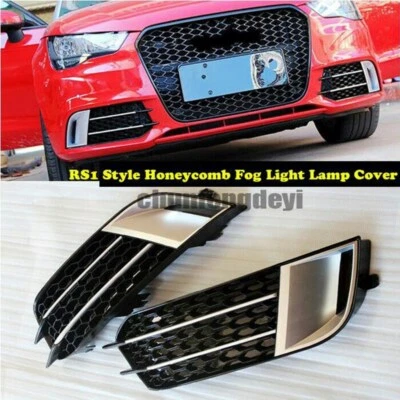Cubierta de luz antiniebla estilo RS1 negro nido de abeja 2 piezas para Audi A1 2011-2015 Foto 1 de 4