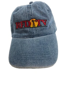 Red TV Blue Denim Adjustable Baseball Cap With Red Letters & Gold Insignia - Picture 1 of 4