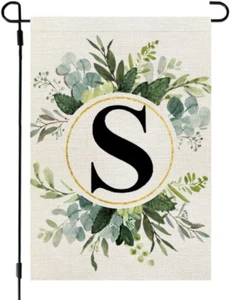 Monogram Letter S Garden Flag Floral 12X18 Inch Double Sided for outside Small B - Picture 1 of 7