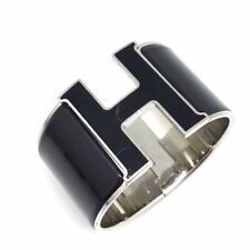 Hermes H Clic Clac XL TGM Bracelet Bangle Silver Black Unisex Paradium Plated