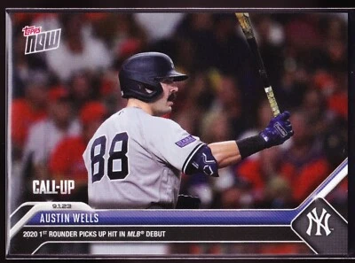 Austin Wells Yankees Rookie 1st Hit in Debut 2023 Topps Now #799 SP Base RC - Image 1 of 2