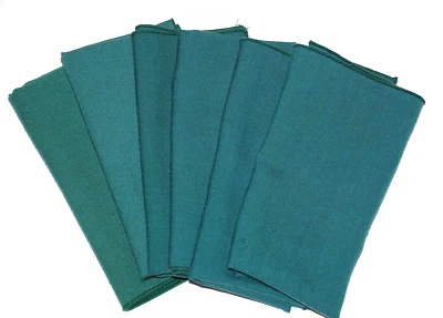 6 Vintage Cloth Table Linens Fabric Napkins Dark Green Dining Dinner Reusable - Image 1 of 4
