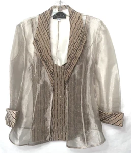 Chaqueta Alex Evenings Cuello Brillante Transparente con Conjunto de Tanque Talla S Tostado LH202*N - Imagen 1 de 9