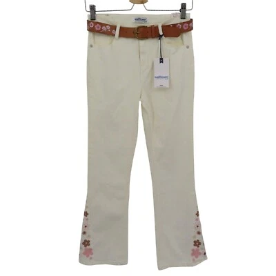 Jeans jeans Wallflower Girl 16 Hailey Flare marfim bordado marrom rosa flores - Imagem 1 de 4